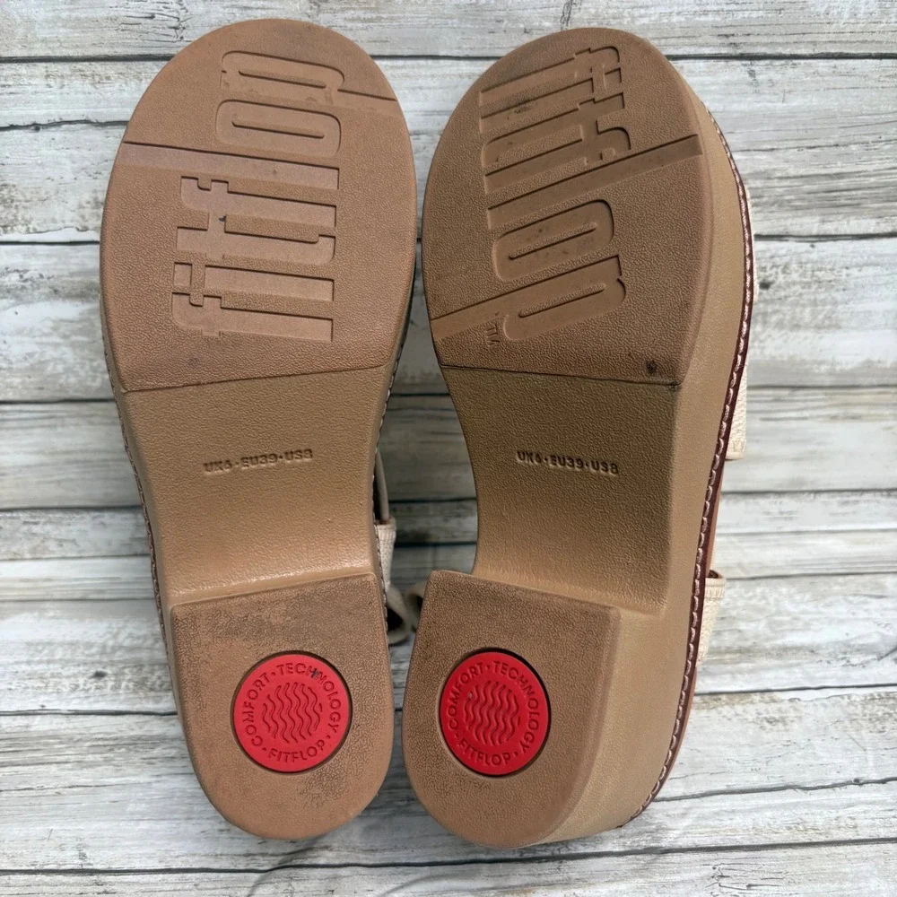 FitFlop Beige Woven Platform Slingback Sandals